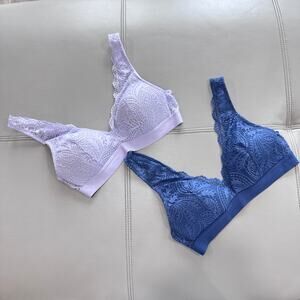 Bali Women's S Blue Lavender Comfort Revolution Scallop Lace Wirefree Bralette